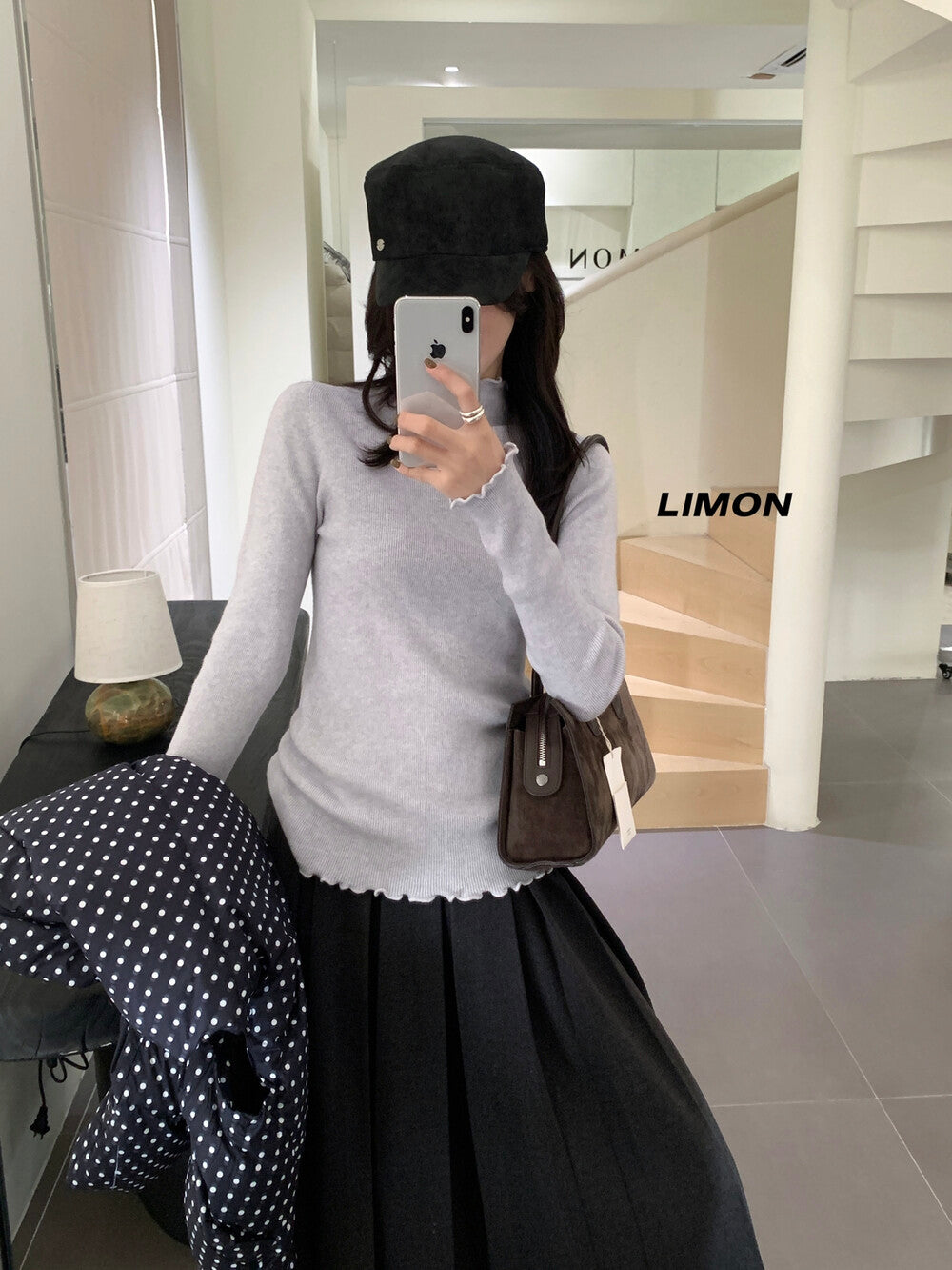 【LDF006】檸檬家親膚絨木耳邊半高領長袖針織衫251117