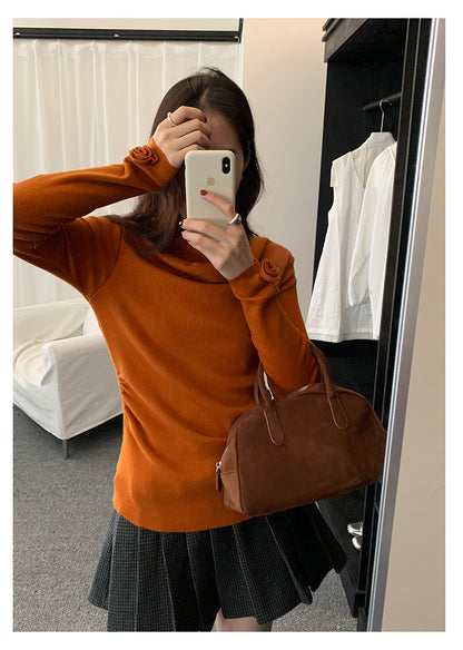 【H5487】實拍秋冬褶皺露肩針織衫251109