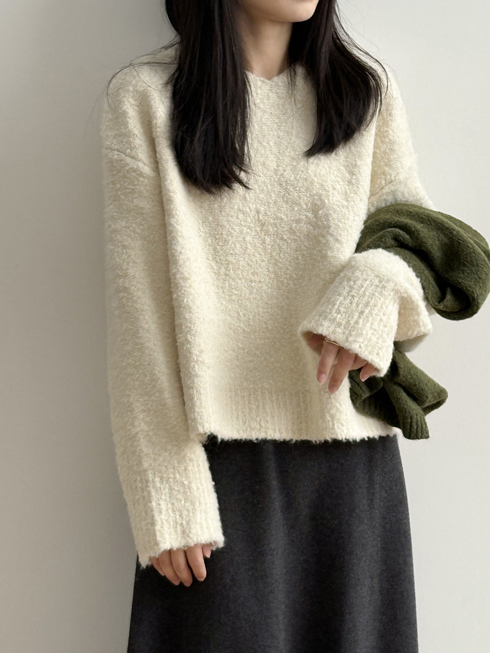 【Y2188】實拍冬季圈圈絨可愛連帽針織毛衣251106