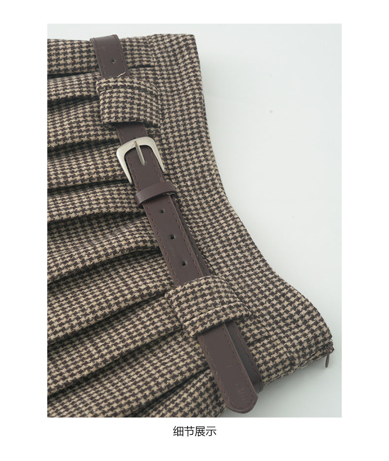 【H5492】實拍S~XL復古學院風磨毛百褶a字裙（內有安全褲）251109