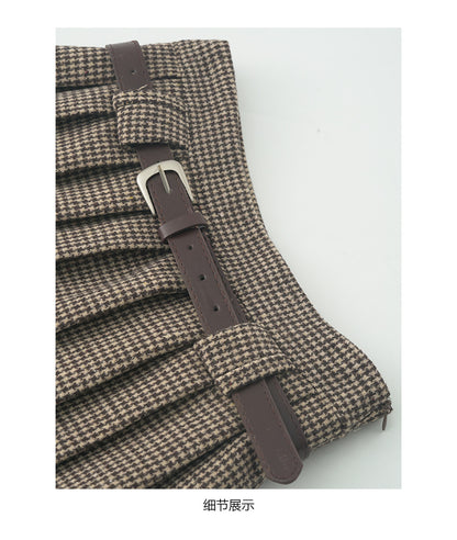 【H5492】實拍S~XL復古學院風磨毛百褶a字裙（內有安全褲）251109