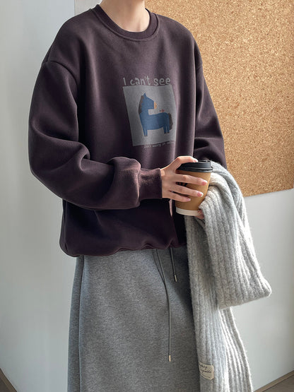 【cimD20307】實拍大人系印花加绒寬鬆衛衣251114