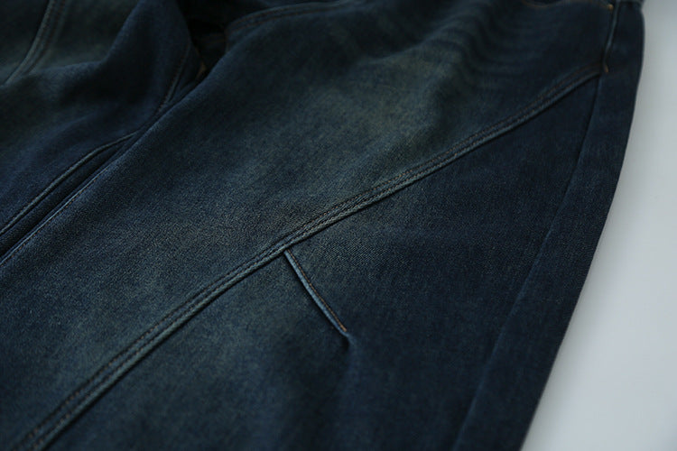 【LD11023】實拍S~XL顯瘦加絨加厚高腰寬鬆彎刀牛仔褲＋腰帶251124