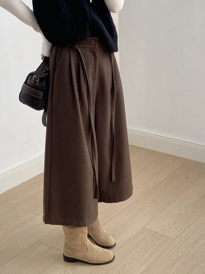 【Y82677】 實拍復古系帶加厚七分闊腿褲251023