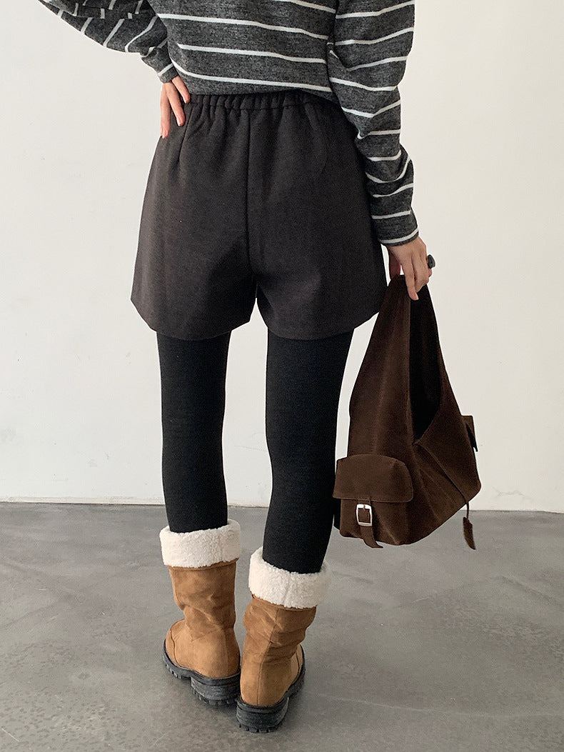 【LD11044】實拍厚款毛呢西裝短褲後鬆緊腰251202