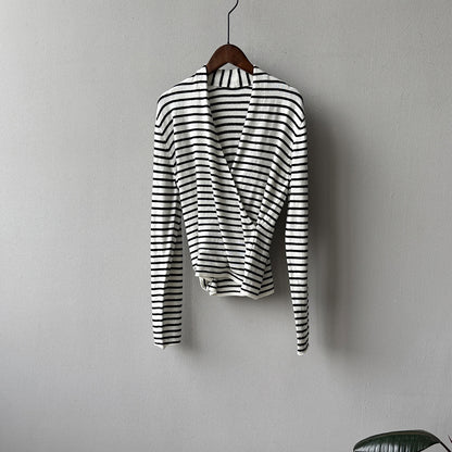 【Y218】實拍法式高級感交叉長袖針織衫(羊毛5%)251016