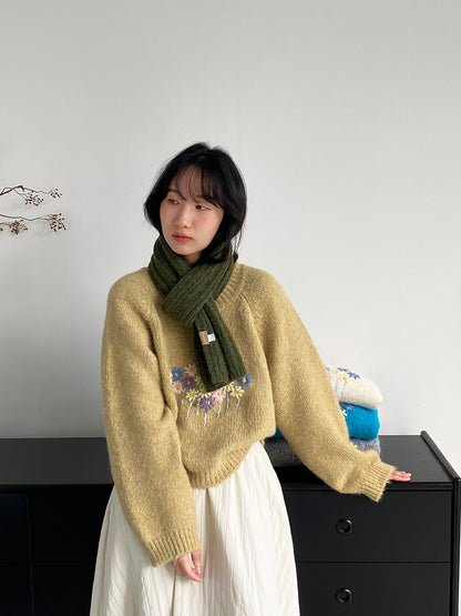 【cimz1394】實拍清新手工立體刺繡小花羊毛針織毛衣（羊毛8%)251128