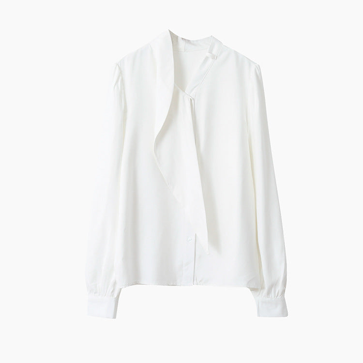 【LD3194】實拍秋冬個性立領飄帶襯衫251110