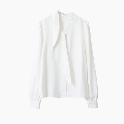 【LD3194】實拍秋冬個性立領飄帶襯衫251110