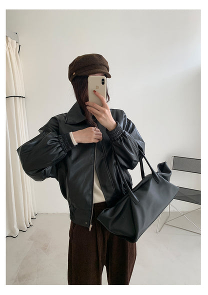 【H5480】實拍復古男友款PU皮外套251109
