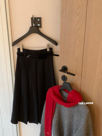 【L1177】實拍檸檬秋冬毛呢星空紋顯瘦百褶裙+腰包251117