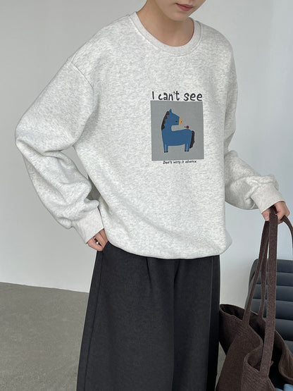 【cimD20307】實拍大人系印花加绒寬鬆衛衣251114