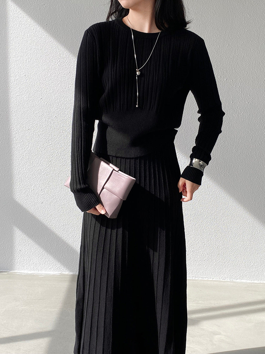 【cimz100789】實拍法式高級感收腰顯瘦針織衫＋針織長裙(分開下單）251120