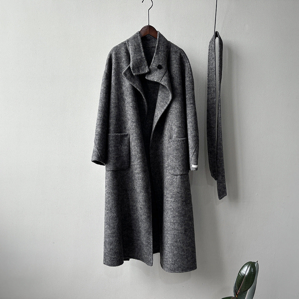 【Y25527】實拍高單質感雙面羊毛呢立領大衣（棉羊毛68%)251106