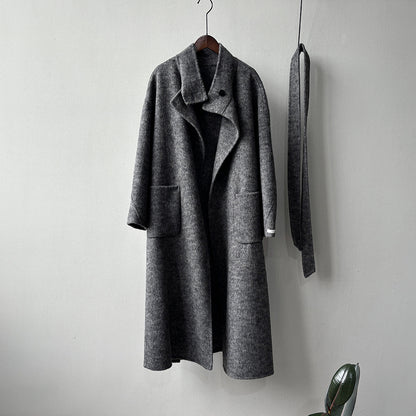 【Y25527】實拍高單質感雙面羊毛呢立領大衣（棉羊毛68%)251106