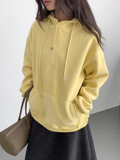 【LD11064】實拍慵懶灰色加絨加厚連帽寬鬆衞衣251209