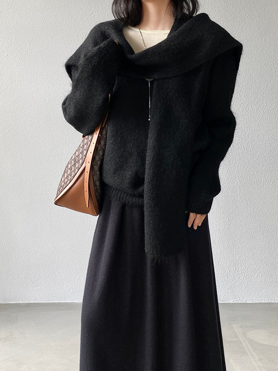 【cim8802】實拍纯色溫柔針織毛衣+針織披肩(羊毛8）251114