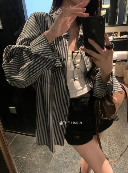 【L9070】實拍檸檬家秋裝慵懶防曬休閒寬鬆顯瘦長袖襯衫250901