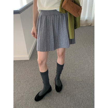 【H5518】實拍復古中性條紋針織衫＋針織百褶裙251125