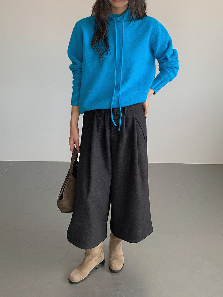 【LD3294】實拍慵懶復古立領羊駝絨針織衫251103