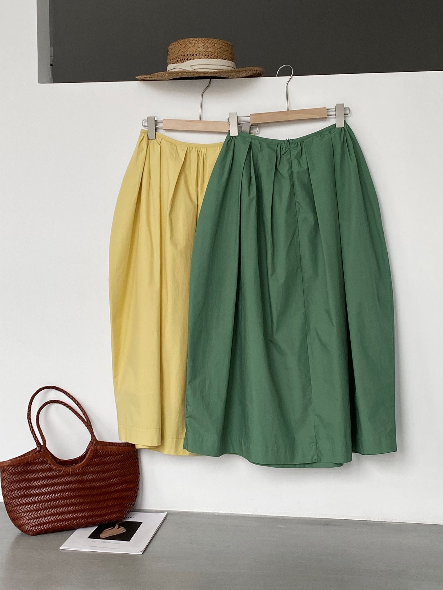 【cimz1815】實拍日系慵懶氛圍感✨百搭壓褶氣球花苞廓形長裙260409