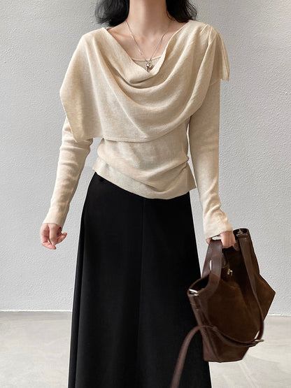 【cim396】實拍慵懶蕩領假2件披肩針織毛衣251030