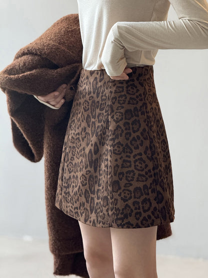 【Y82656】實拍美式復古豹紋A字裙(內有安全褲）251016
