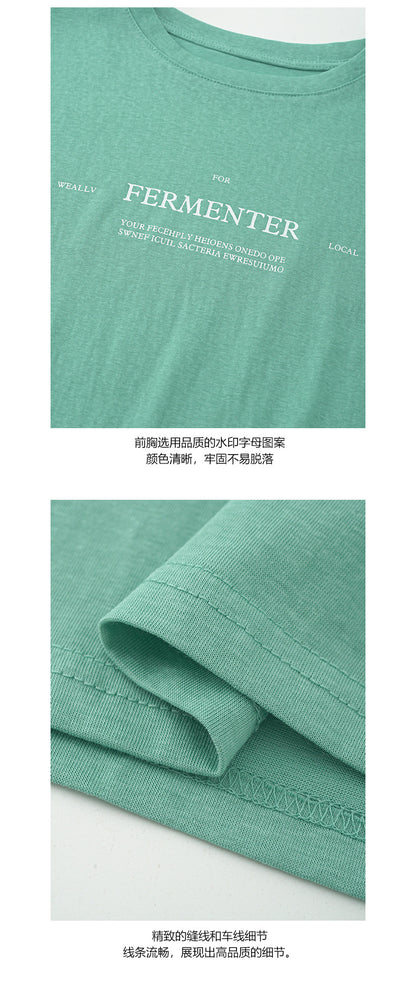 【H5105】實拍春夏清新圓領印花舒適長袖T恤250310