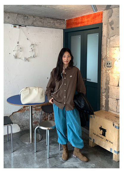 【H5394】實拍韓系高腰燈芯絨直筒褲250902