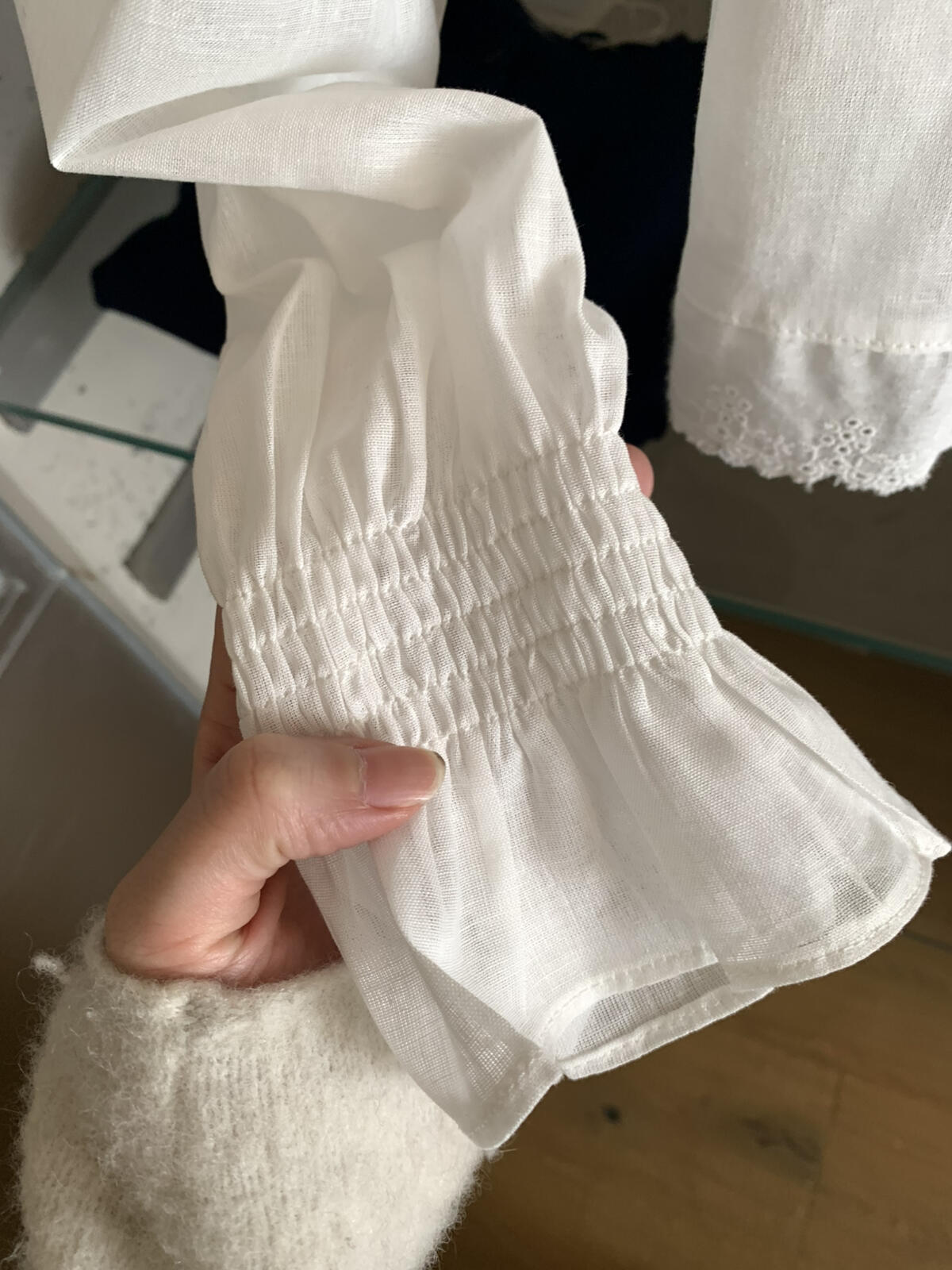 【LR61027】實拍imiss簡約百搭！荷葉邊V領繫帶棉麻長袖襯衫260305