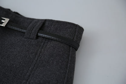 【LD11032】實拍S~XL羊毛絨超瘦高腰A字裙羊毛10%(內有安全褲+皮帶）251124