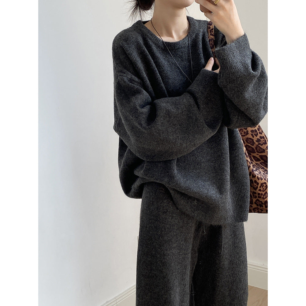 【YP1015】 實拍寬鬆針織毛衣＋休閒針織長褲 套裝251023