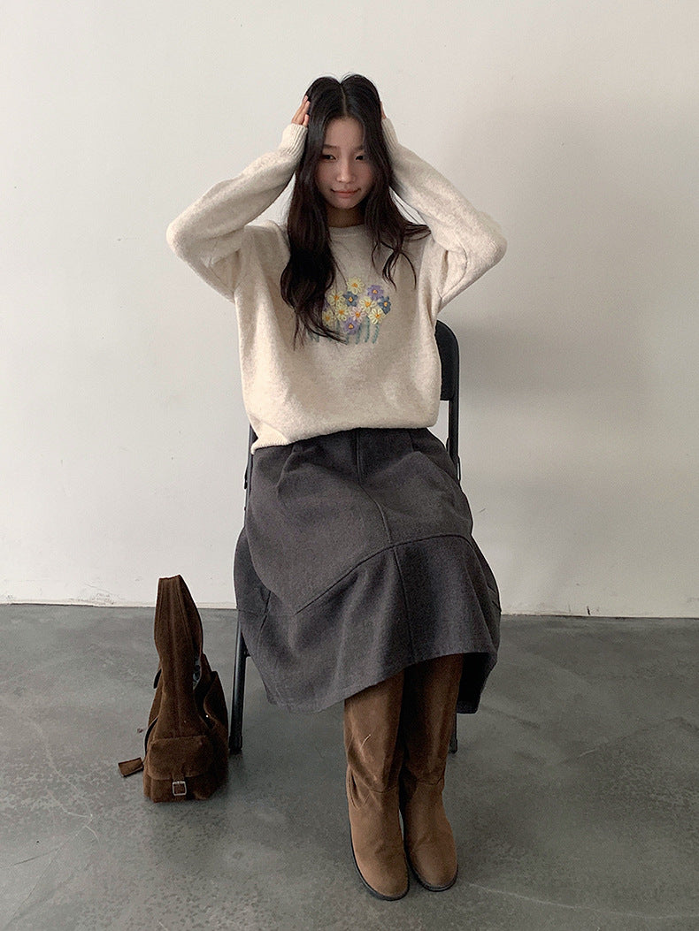 【LD11046】實拍miu感花苞毛尼a字裙251202