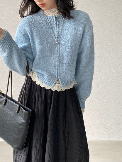 【cimz1386】實拍雙頭拉鍊羊毛保暖針織外套（羊毛34%)251201