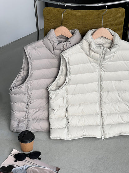 【cimz6377】實拍立領排骨雙頭拉鏈羽絨背心(90白鴨絨)251120