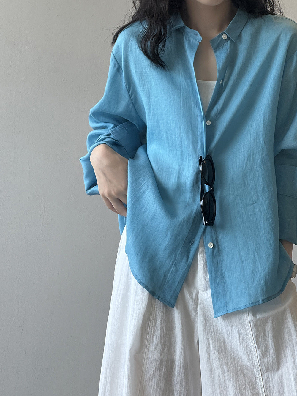【Y82525】實拍天丝苎麻氣質涼爽防曬襯衫250619