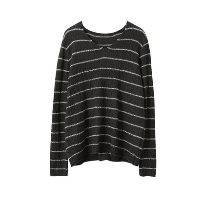 【LD11022】實拍肌理感寬鬆條紋針織衫251110