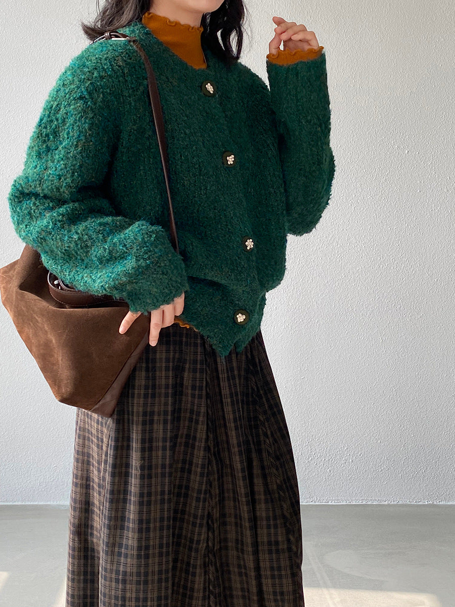 【cimz1391】實拍毛茸茸可愛羊毛針織毛衣開衫（羊毛14%)251201