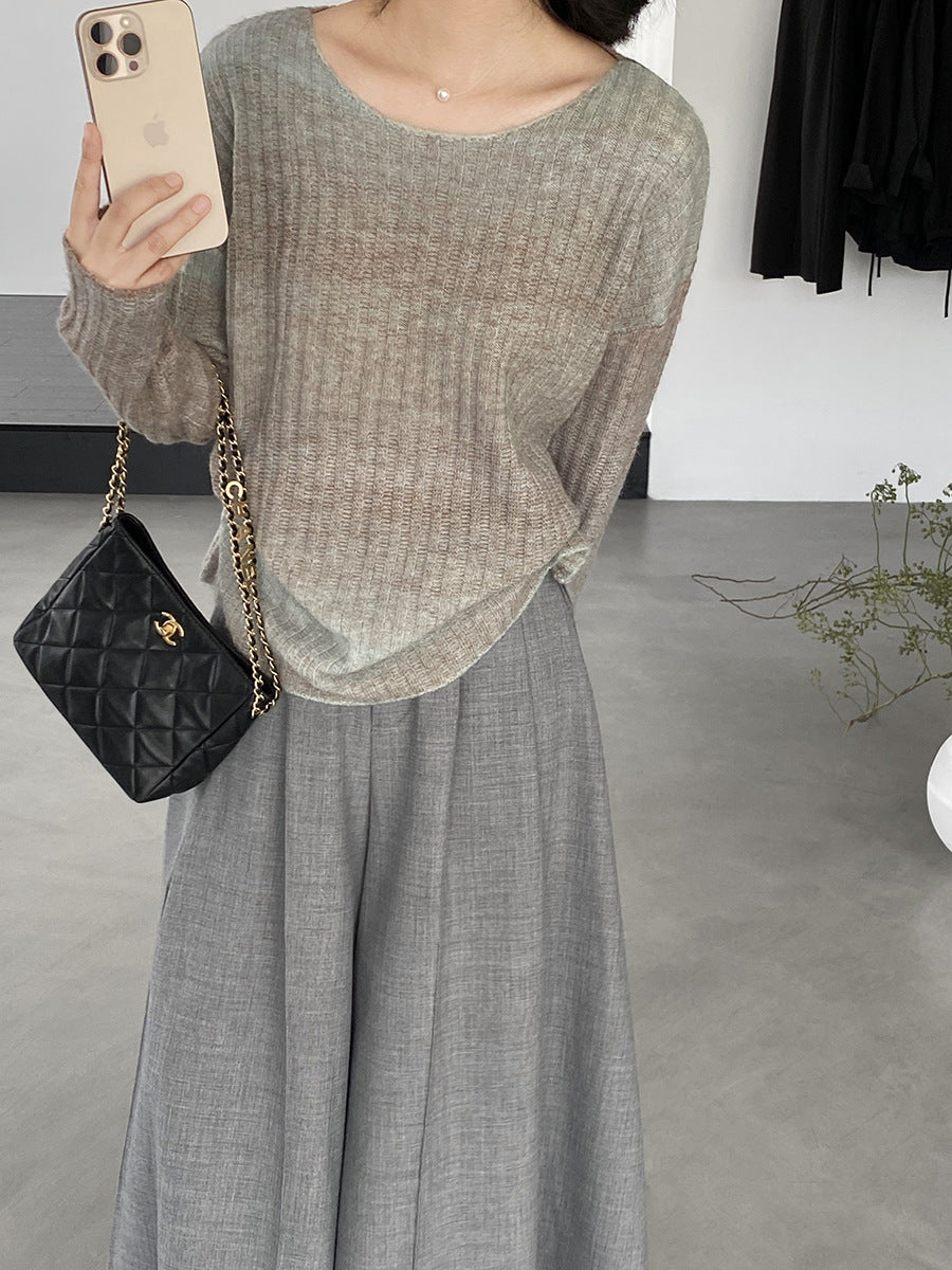 【cim0679】實拍韓國彩虹漸變長袖針織衫（羊毛11%)251114