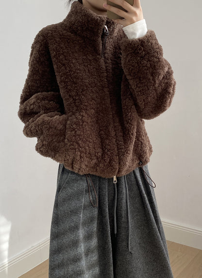 【YH8567】實拍冬天保暖厚款立领羊羔毛外套251113