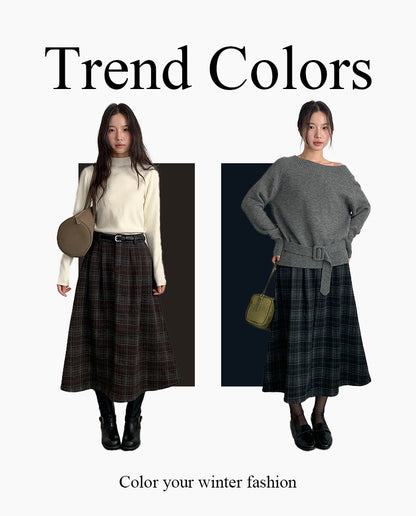 【LD11071】實拍氣質復古格紋毛呢a字裙251209