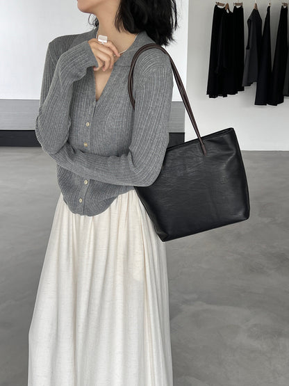 【cim6901】實拍慵懶紙片人polo領針織衫251030