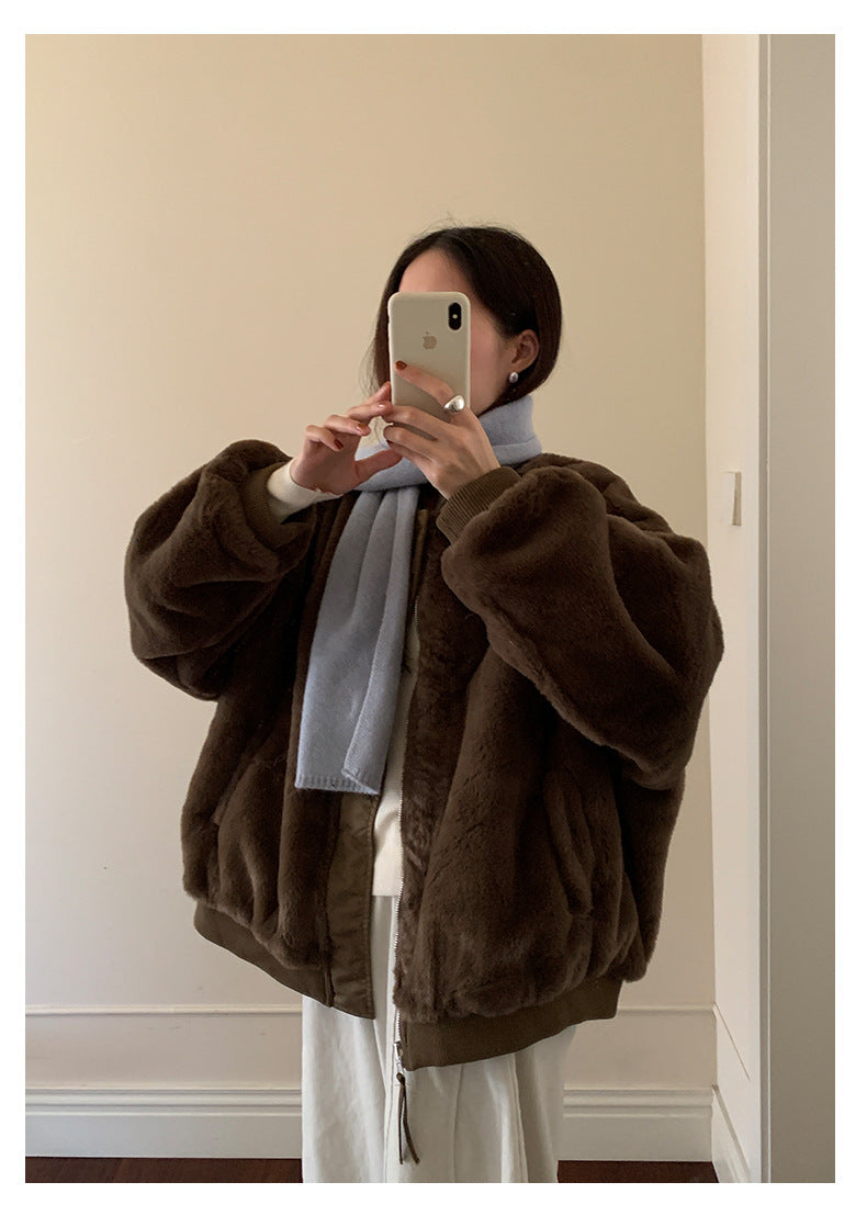【H5526】實拍兩面穿|絨毛加厚棉服風衣外套251125