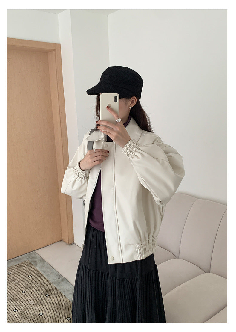 【H5480】實拍復古男友款PU皮外套251109