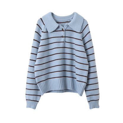 【LD11063】實拍復古條紋加厚棉羊絨針織毛衣251209