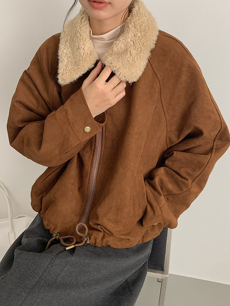 【LD3298】實拍冬季必備厚款短款麂皮絨機車外套251103