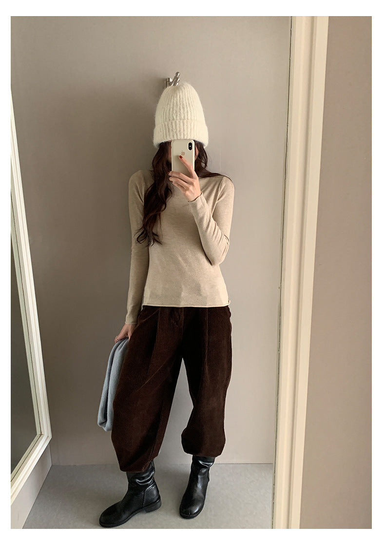 【H5481】實拍基礎6色堆堆領毛針織T恤251109