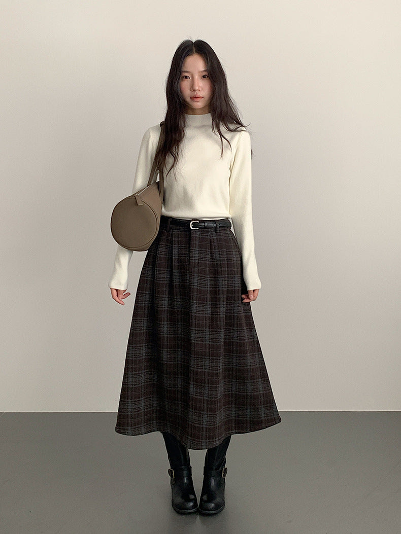 【LD11071】實拍氣質復古格紋毛呢a字裙251209