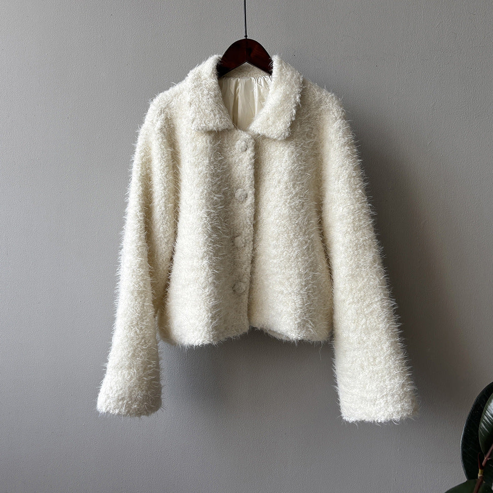 【Y8722】實拍高質感白鴨絨羊毛小香羊羔毛外套（白鴨絨90%)251106