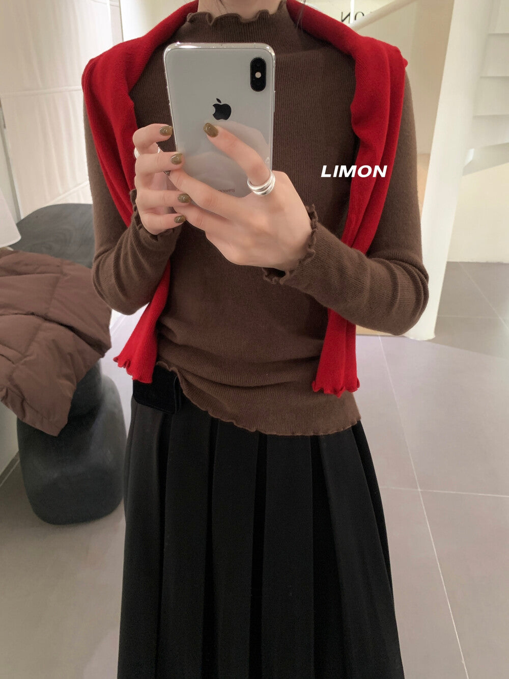 【LDF006】檸檬家親膚絨木耳邊半高領長袖針織衫251117